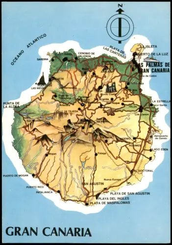 Postale Gran Canaria Stadtplan Landkarten Ansichtskarte Las Palmas 1978