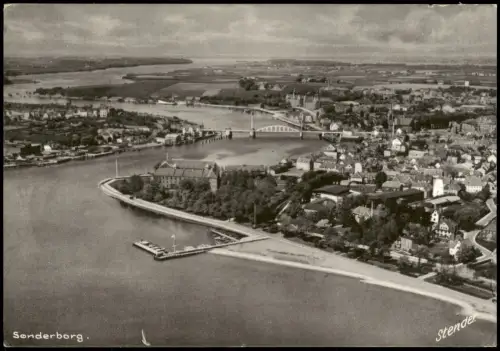 Sonderburg Sønderborg Luftaufnahme von Sønderborg mit Schloss und Brücke 1950