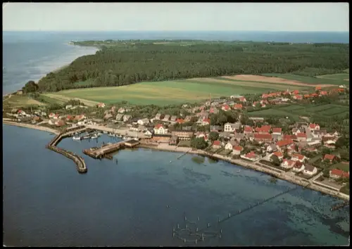 Postcard Lohals Langeland Luftaufnahme von Lohals mit Hafen 1969