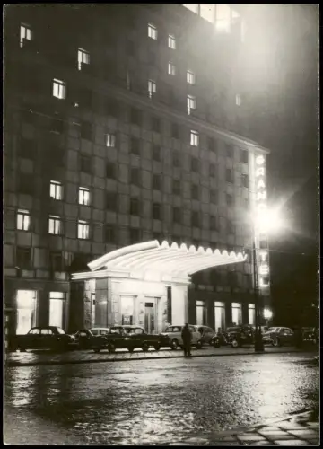 Postcard Warschau Warszawa Grand Hotel bei Nacht 1960