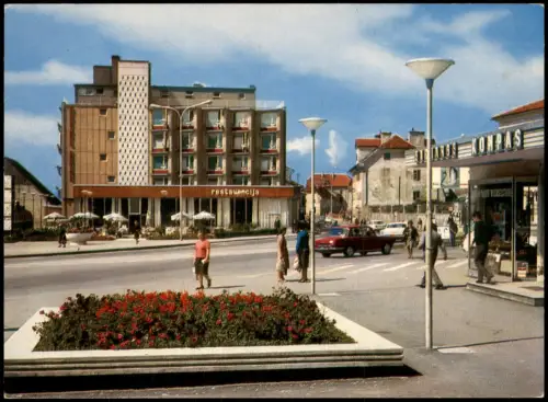 Postcard Postumia Postojna Ortsansicht Restaurant Geschäft Kompas 1970