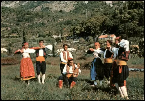 Postcard Ragusa Dubrovnik ANSAMBL LINDO DUBROVNIK Folk dance group 1970