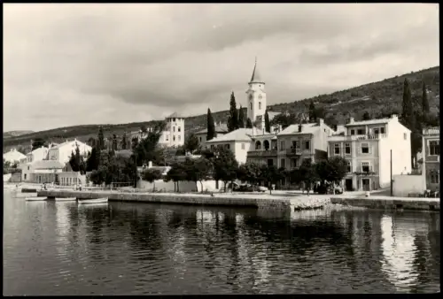 Postcard Selce Panorama mit Hafen und Kirchturm 1960