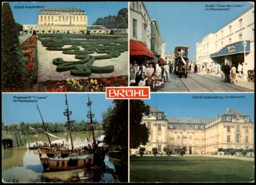 Brühl Mehrbildkarte mit Schloss Augustusburg und Phantasialand-Attraktionen 1975