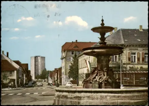 Ansichtskarte Rastatt Alexiusbrunnen auf dem Marktplatz 1973