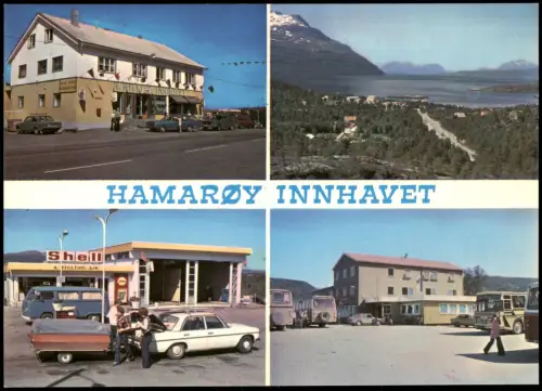 Innhavet Mehrbildansicht mit Shell-Tankstelle und Ortsansichten 1975