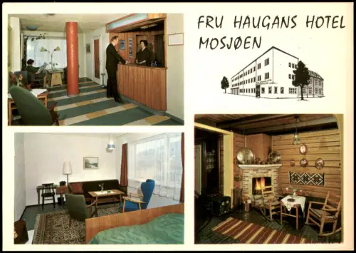 Postcard Mosjøen Mehrbildkarte Fru Haugans Hotel, Mosjøen 1965