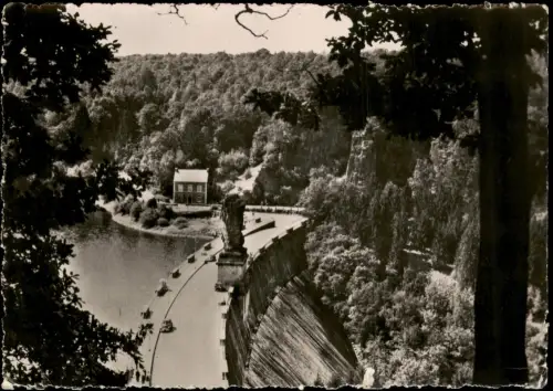 Jalhay Galbach Gileppe-Talsperre mit Staumauer und Löwendenkmal 1953