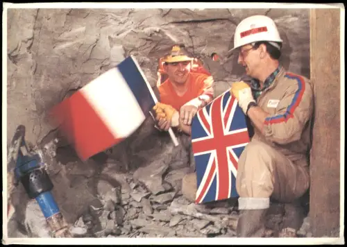 Calais Eurotunnel - Erster historischer Durchstich im Servicetunnel 1990