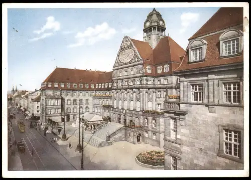 Ansichtskarte Kassel Rathaus mit Straßenansicht und Straßenbahn 1944