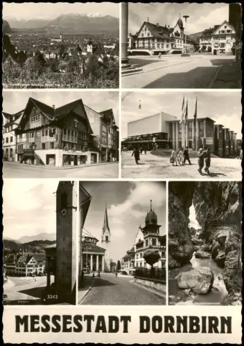 Ansichtskarte Dornbirn Mehrbildansicht Messestadt mit Rappenlochschlucht 1960