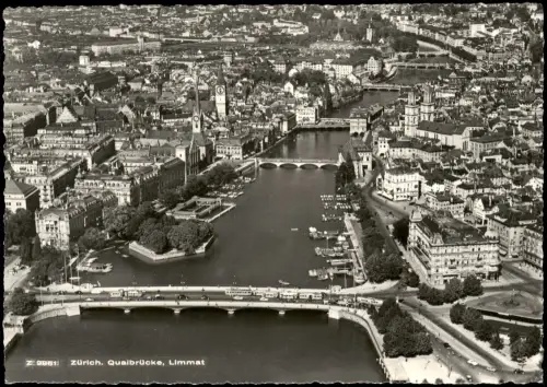 Ansichtskarte Zürich Luftbild Quaibrücken 1966