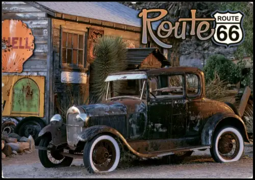 .USA United States  America USA  Motivkarte mit Auto auf der ROUTE 66 2010