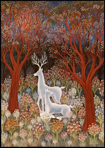 Künstlerkarte BRUCKMANNS BILDKARTE Dimitri Yordanov: Zwei Hirsche 1978