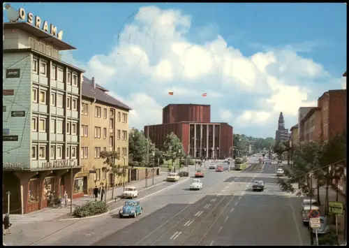 Bochum Straße am Stadttheater, Verkehr Autos u.a. VW Käfer 1978
