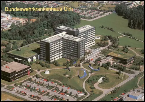 Ulm a. d. Donau Bundeswehrkrankenhaus v. Flugzeug aus, Luftbild 1988