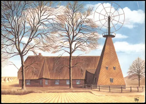 Ansichtskarte  Künstlerkarte TURBINENMÜHLE IN OSTERHORN von Hans Titz 1980