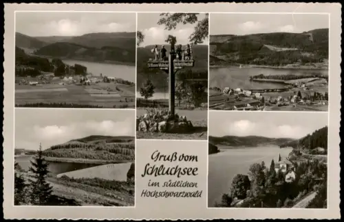 Schluchsee Mehrbildkarte u.a. Wegweiser und Panorama-Ansichten 1960