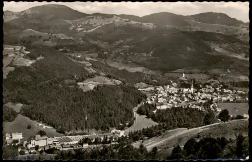 Schönau im Schwarzwald Panorama-Ansicht; Ort im Schwarzwald 1955