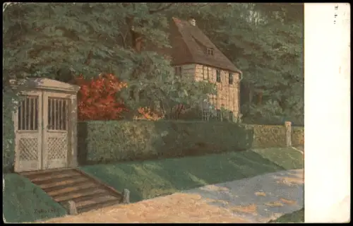 Weimar Kunst K. v. Rozynski: Goethes Gartenhaus (Künstlerkarte) 1910