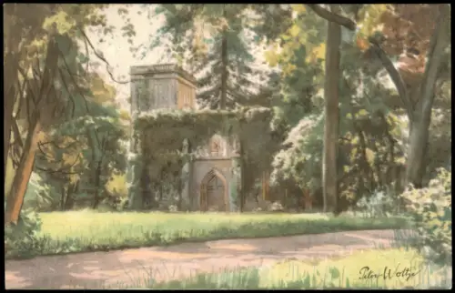 Weimar Tempelherren-Haus Weimarer Park nach Aquarell von Peter Woltze 1930