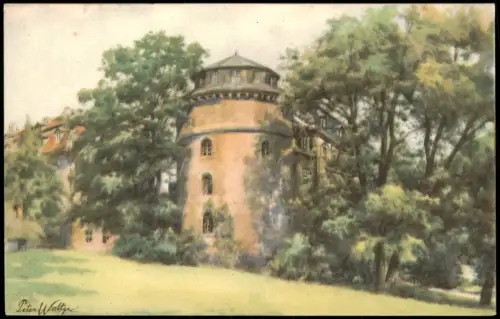 Weimar Turm an der Landesbibliothek nach Aquarell von Peter Woltze 1930