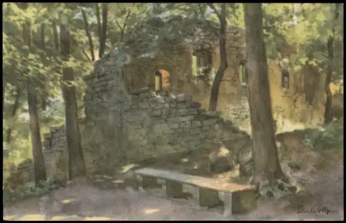 Weimar Ruine am Tempelherrenhaus Park nach Aquarell Peter Woltze 1930