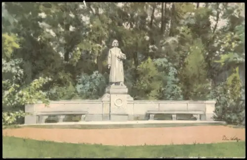Weimar Liszt Denkmal Weimarer Park nach Aquarell von Peter Woltze 1930