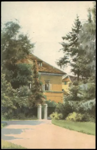 Weimar Liszt Haus Weimarer Park nach Aquarell von Peter Woltze 1930
