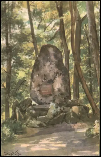 Weimar Obelisk Weimarer Park nach Aquarell von Peter Woltze 1930