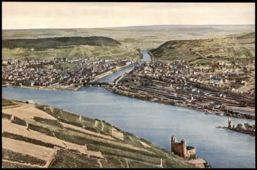 Ansichtskarte Bingen am Rhein Panorama-Ansicht Rhein mit Bingerbrück 1940