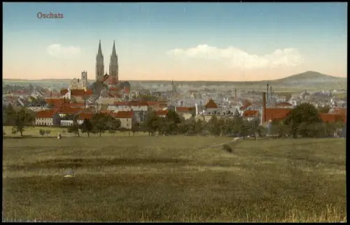 Ansichtskarte Oschatz Blick vom Feld auf die Stadt 1915