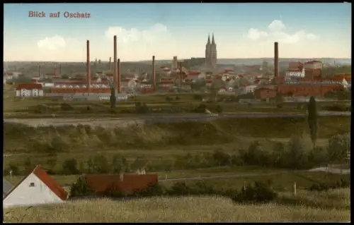 Ansichtskarte Oschatz Fabriken Stadt 1915