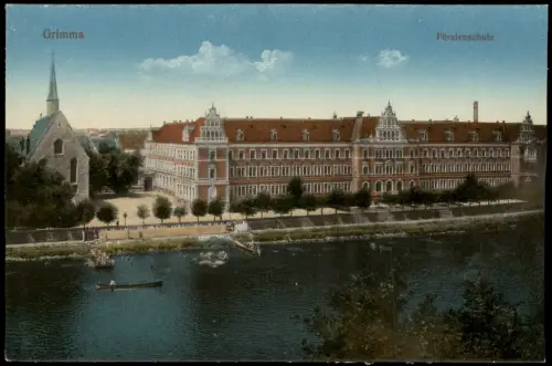 Ansichtskarte Grimma Fürsten- und Landesschule St. Augustin Fernblick 1915
