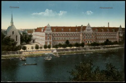 Ansichtskarte Grimma Fürsten- und Landesschule St. Augustin Fernblick 1915