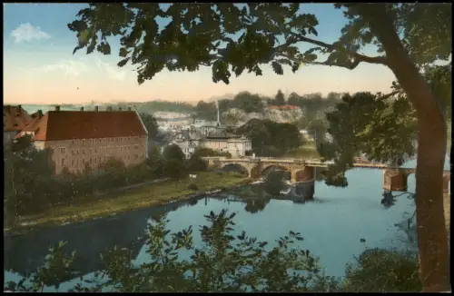 Ansichtskarte Grimma Blick vom Stadtwald nach der Muldenbrücke 1915