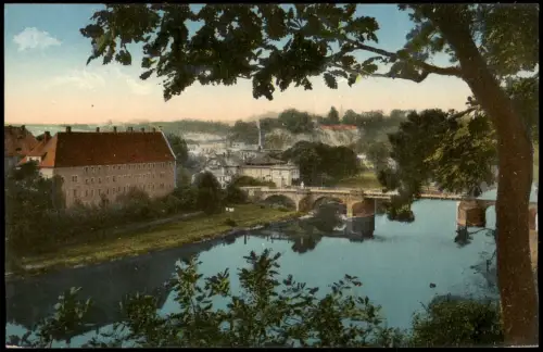 Ansichtskarte Grimma Blick vom Stadtwald nach der Muldenbrücke 1915
