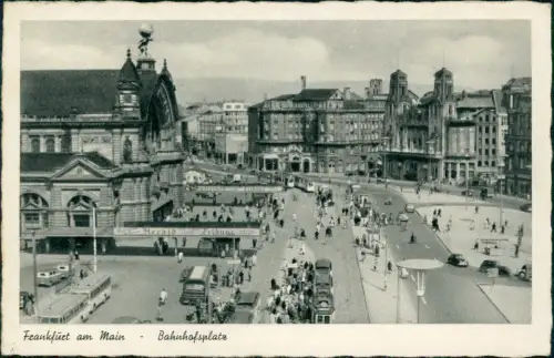 Ansichtskarte Frankfurt am Main Bahnhofsplatz Herald Tribune 1957