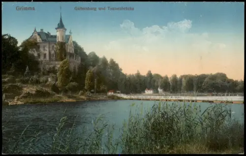 Ansichtskarte Grimma Gattersburg und Tonnenbrücke 1915