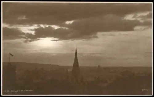 Postcard Oxford Stimmungsbild SUNSET AT OXFORD Sonnenuntergang 1920