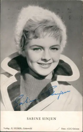 Ansichtskarte  SABINE SINJEN Autogramm signierte Porträt-Karte 1960