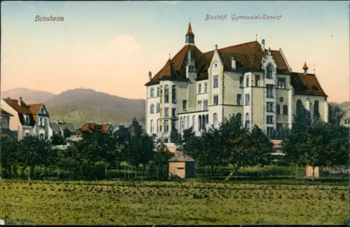 Ansichtskarte Bensheim Bischöfliches Gymnasial-Convict 1917