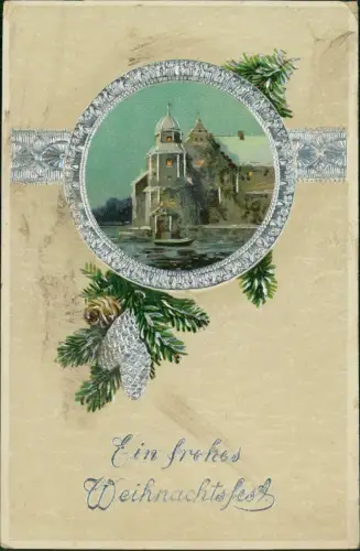 Weihnachten Christmas Silber Kirchen Tannenzweige 1916 Silberprägung