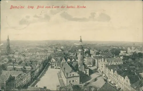 Bunzlau Bolesławiec Ring. Blick vom Turm der kathol. Kirche. 1916