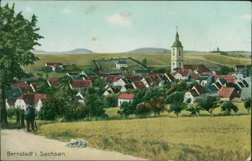 Ansichtskarte Bernstadt a. d. Eigen Weg zur Stadt - Künstlerkarte 1911