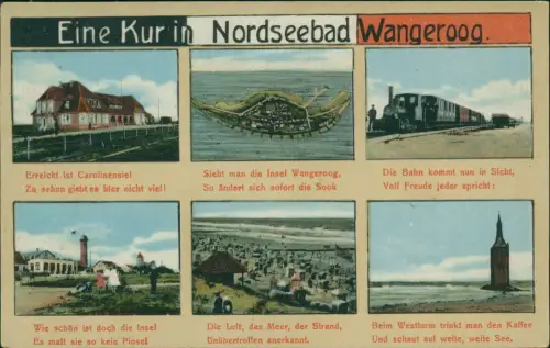 Ansichtskarte Wangerooge 6 Bild Carolasiel Dampflokomotive Patriotika 1921