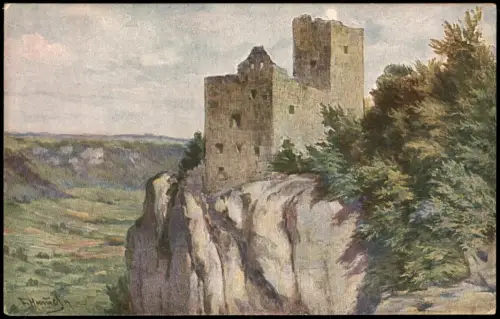 Hummel signierte Künstlerkarte Schwäbische Alb Reussenstein 1910