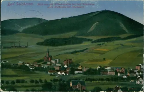 Postcard Bad Salzbrunn Szczawno-Zdrój Stadt mit Weißenstein 1919