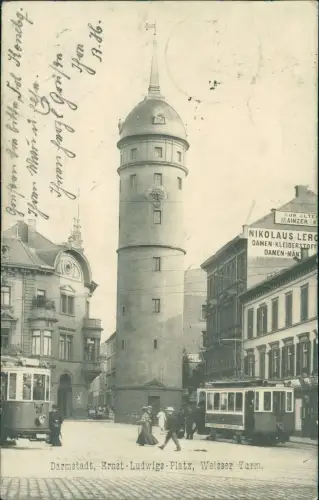 Ansichtskarte Darmstadt Ernst Ludwigplatz Straßenbahn 1907