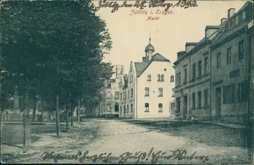 Ansichtskarte Zöblitz Partie am Marktplatz 1918